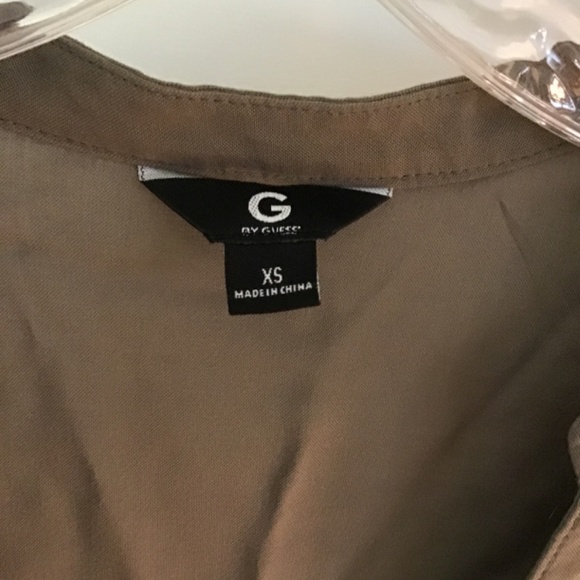 G by guess olive army green button up blouse or over a tank top light weight. - Picture 3 of 5